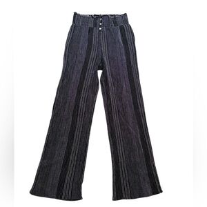 👖 Blue Rain Striped Black‎ Gray Wide Leg Pants Small Lightweight ✨